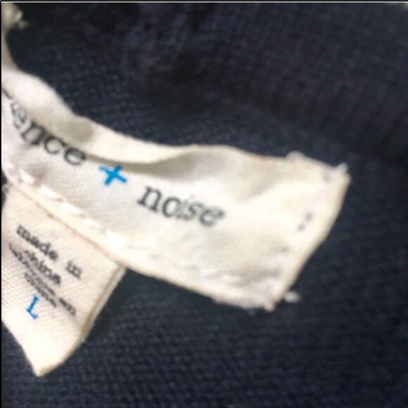 UO Silence Noise Navy Blue White Stripe School Girl Open Cardigan Sweater L - Picture 7 of 7